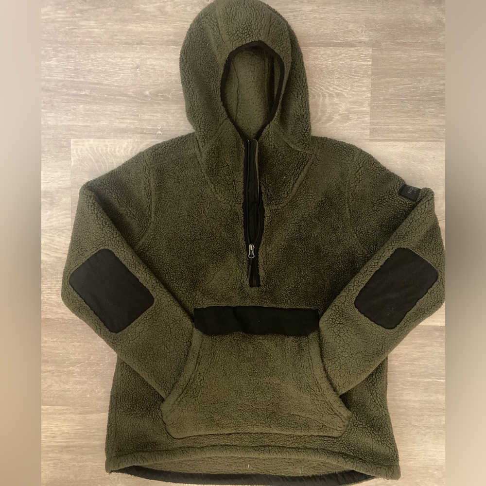 Northface Sherpa Quarter Zip Hoodie Pullover w/ adjustable hem drawstring&pocket